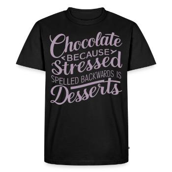 Chocolate Desserts Stress Funny Dessert Quote - Men's Premium Organic T-Shirt - black - Front - Nico (187cm)