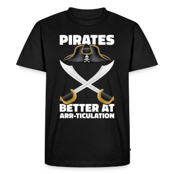 Pirate Skull Buccaneer Pirate Ship - Men's Premium Organic T-Shirt - black - Front - Nico (187cm)