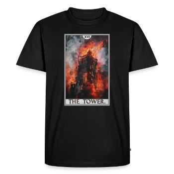 Tarot Cards Tarot Card The Tower The Tower - Men's Premium Organic T-Shirt - black - Front - Nico (187cm)