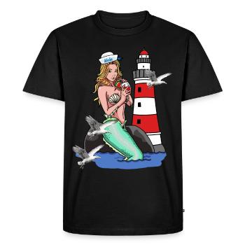 Sirène Sirène Sirène Sirène Sirène Marins Maritime Ahoy - T-shirt Premium bio Homme - noir - Devant - Nico (187cm)