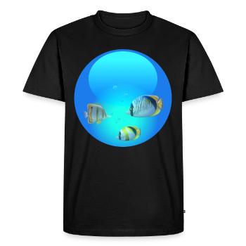 Frutiger Aero Aesthetic Tech Poisson-globe - T-shirt Premium bio Homme - noir - Devant - Nico (187cm)