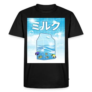 Frutiger Aero Aesthetic Tech Kawaii Milk Underwater - Men's Premium Organic T-Shirt - black - Front - Nico (187cm)