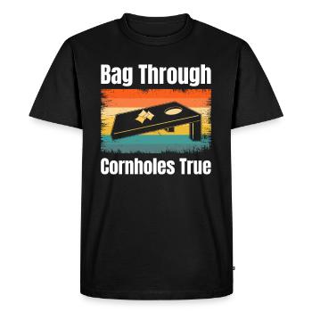 Bag Through Cornholes True Boardgame Tailgating - Men's Premium Organic T-Shirt - black - Front - Nico (187cm)