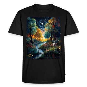 Garden of Eden Religious Biblical Starry Night Painter - Men's Premium Organic T-Shirt - black - Front - Nico (187cm)