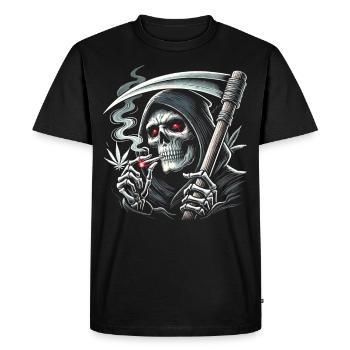 Humour noir fumer Grim Reaper pour Halloween - T-shirt Premium bio Homme - noir - Devant - Nico (187cm)