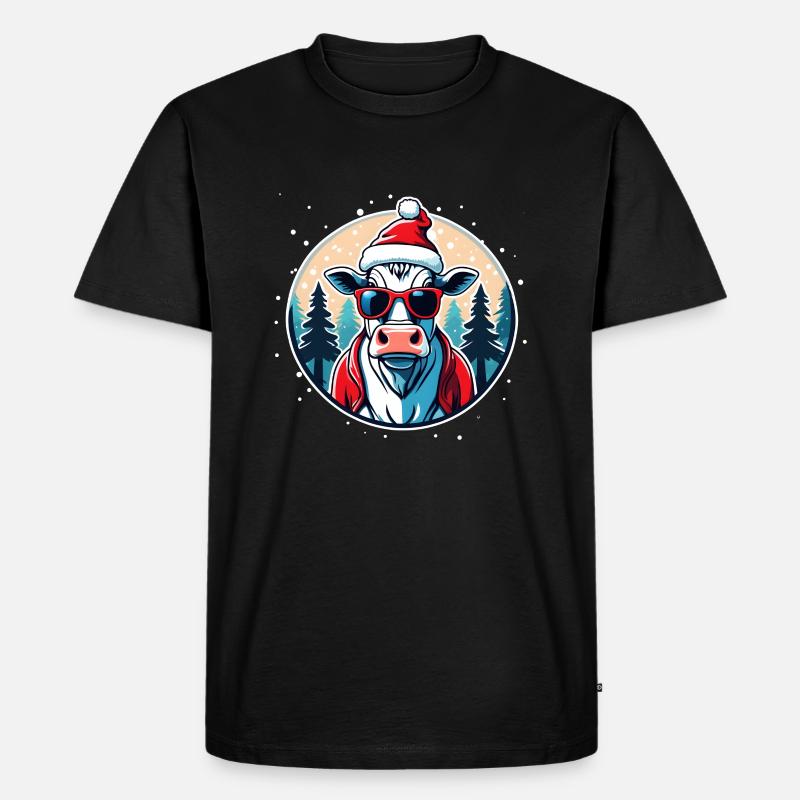 Weihnachten Kuh - Männer Premium Bio T-Shirt - Schwarz