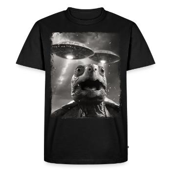 Turtle Sea Turtle UFO Alien Außerirdis - Men's Premium Organic T-Shirt - black - Front - Nico (187cm)