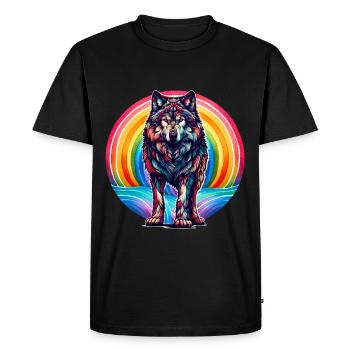 Rainbow Wolf Wolves - Men's Premium Organic T-Shirt - black - Front - Nico (187cm)