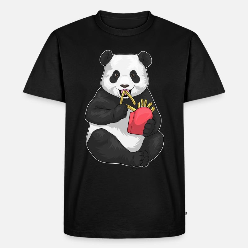 Panda Pommes frites - Männer Premium Bio T-Shirt - Schwarz