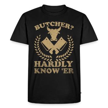 Boucherie, boucherie, boucherie, boucherie - T-shirt Premium bio Homme - noir - Devant - Nico (187cm)