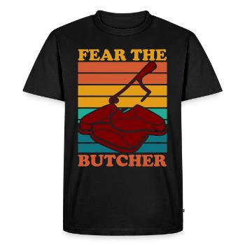 Boucherie, boucherie, boucherie, boucherie - T-shirt Premium bio Homme - noir - Devant - Nico (187cm)