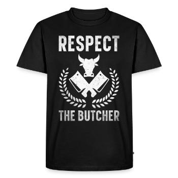 Boucherie, boucherie, boucherie, boucherie - T-shirt Premium bio Homme - noir - Devant - Nico (187cm)