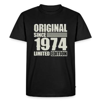 Original depuis 1974 Anniversaire 50 ans - T-shirt Premium bio Homme - noir - Devant - Nico (187cm)