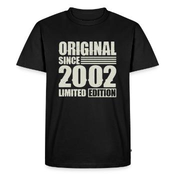Original depuis 2002 Anniversaire 22 ans - T-shirt Premium bio Homme - noir - Devant - Nico (187cm)