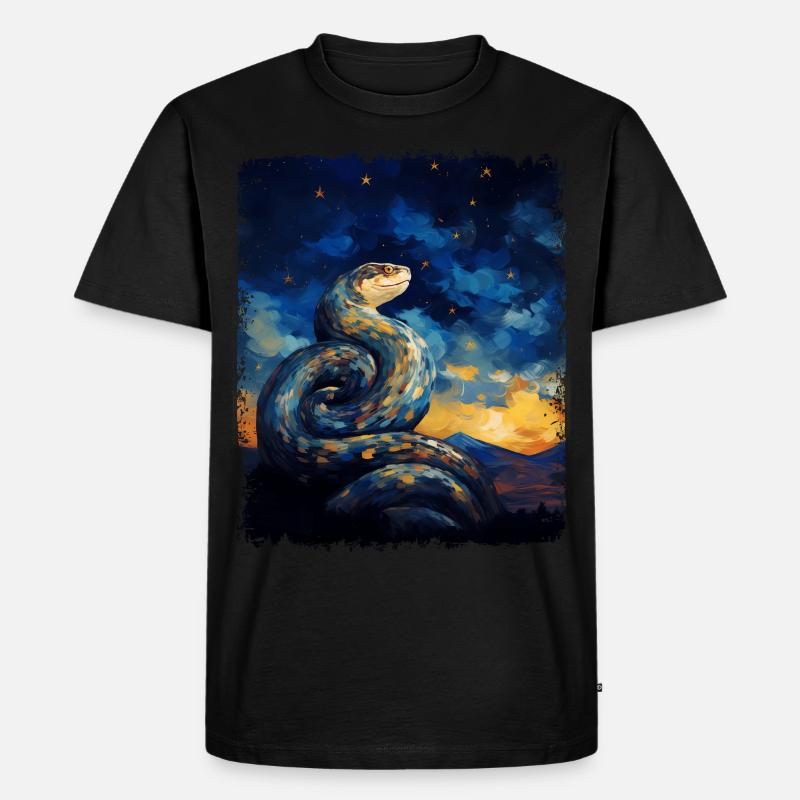 Kugelpython Schlange Sternennacht Gemälde - Männer Premium Bio T-Shirt - Schwarz