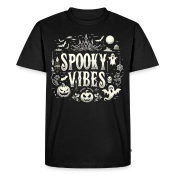 T-shirt d’Halloween « Spooky Vibes » - Noir-Blanc - T-shirt Premium bio Homme - noir - Devant - Nico (187cm)