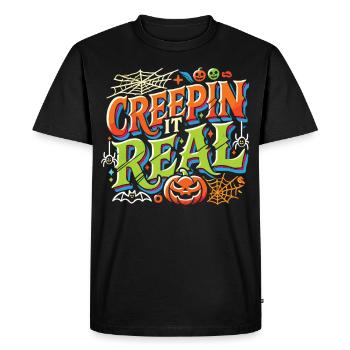 Creepin' It Real - Chemise d’Halloween ludique colorée - T-shirt Premium bio Homme - noir - Devant - Nico (187cm)