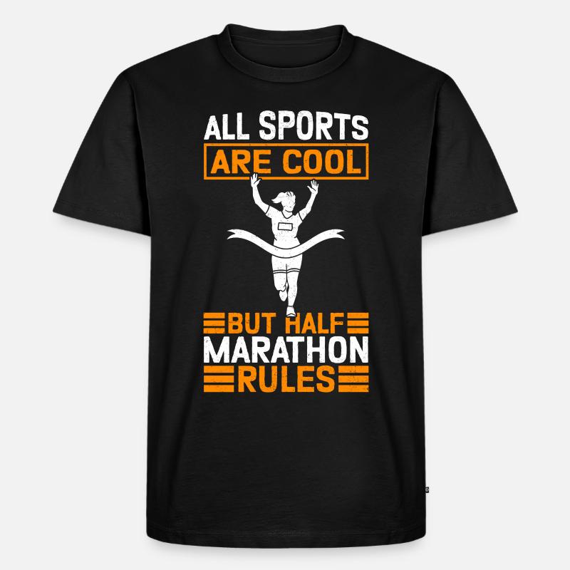 Halbmarathon Halb-Marathon Geschenk - Männer Premium Bio T-Shirt - Schwarz