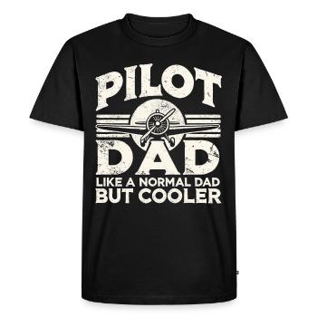 Pilote et père, Avion, Flyer, École de pilotage - T-shirt Premium bio Homme - noir - Devant - Nico (187cm)