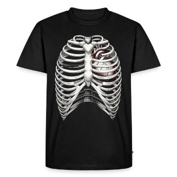 Cage thoracique avec coeur squelette Costume d’Halloween - T-shirt Premium bio Homme - noir - Devant - Nico (187cm)