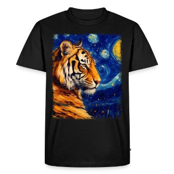 Bengal Cat Starry Night Painting - Men's Premium Organic T-Shirt - black - Front - Nico (187cm)