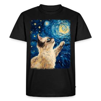 Birman Cat Starry Night Painting - Men's Premium Organic T-Shirt - black - Front - Nico (187cm)