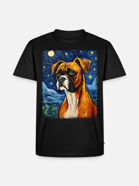 Boxer Dog Starry Night Painting - Men's Premium Organic T-Shirt - black