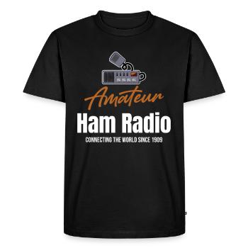 Le radioamateur relie le monde depuis 1909 - T-shirt Premium bio Homme - noir - Devant - Nico (187cm)