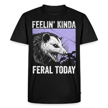 Feeling Kinda Feral Today Funny Raccoon Vintage - Men's Premium Organic T-Shirt - black - Front - Nico (187cm)
