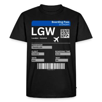London Gatwick LGW Airport Flight Ticket Idea - Men's Premium Organic T-Shirt - black - Front - Nico (187cm)