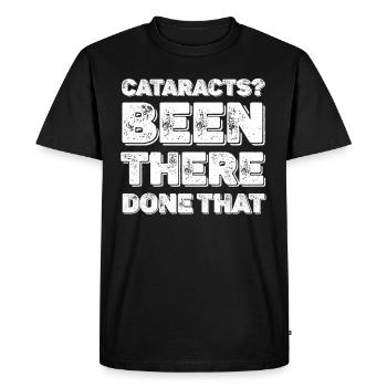 Cataractes? J’y étais déjà, l’œil avait - T-shirt Premium bio Homme - noir - Devant - Nico (187cm)