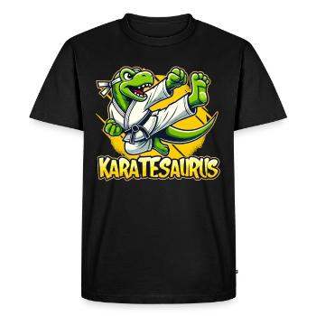 Karaté Karaté Combattant Arts Martiaux Karatesaurus - T-shirt Premium bio Homme - noir - Devant - Nico (187cm)