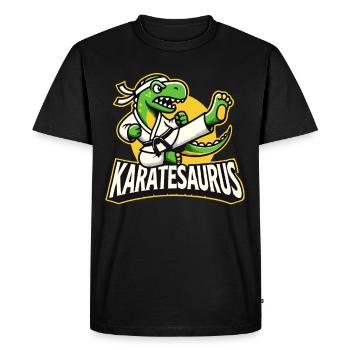 Karaté Karaté Combattant Arts Martiaux Karatesaurus - T-shirt Premium bio Homme - noir - Devant - Nico (187cm)
