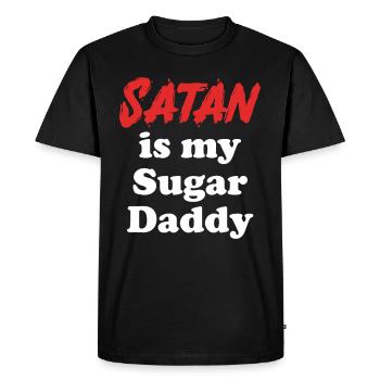 Satan Is My Sugar Daddy Antichrist Humor Gothic - Men's Premium Organic T-Shirt - black - Front - Nico (187cm)
