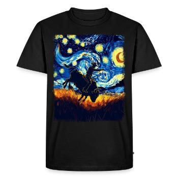 Bull Rider Bull Riding Cowboy Starry Night Gem - Men's Premium Organic T-Shirt - black - Front - Nico (187cm)