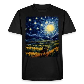 Horse Rider Riding Dressage Starry Night Painting - Men's Premium Organic T-Shirt - black - Front - Nico (187cm)