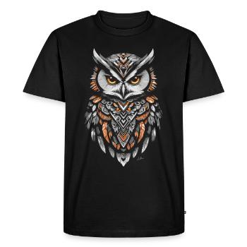 Orange Geometric Owl - Men's Premium Organic T-Shirt - black - Front - Nico (187cm)