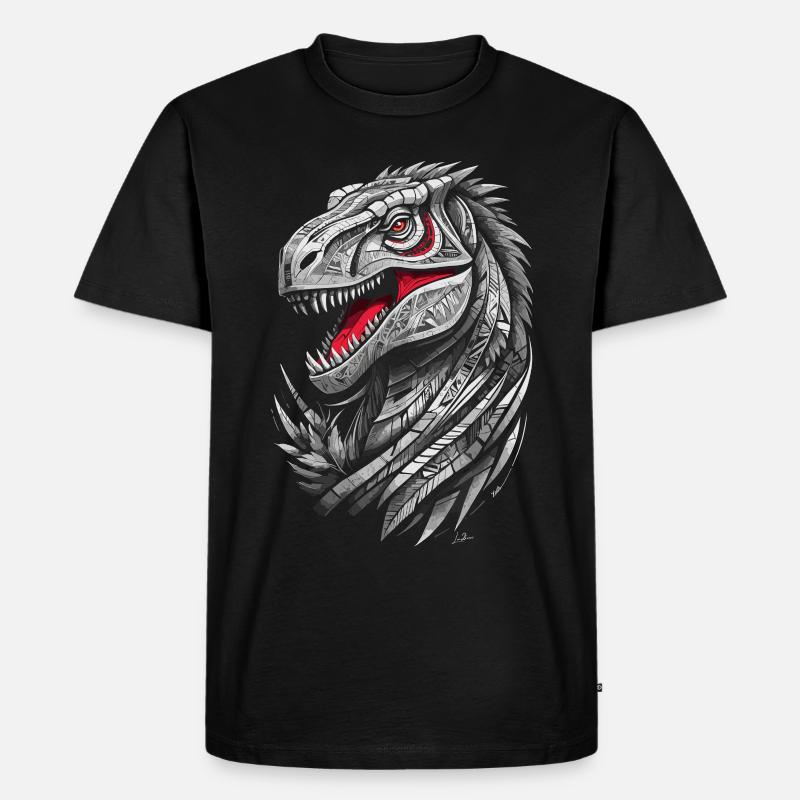 Geometrischer T-Rex Dinosaurier - Männer Premium Bio T-Shirt - Schwarz