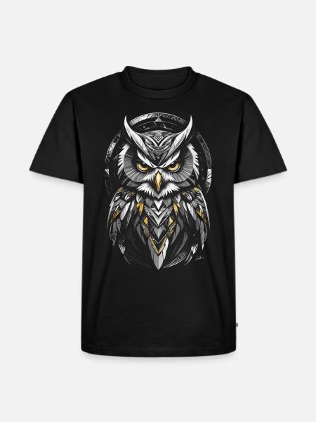 Yellow Owl - Geometric Symbol - Men's Premium Organic T-Shirt - black