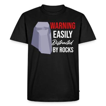 Warning: Easily distracted by stones. Jollier - Men's Premium Organic T-Shirt - black - Front - Nico (187cm)
