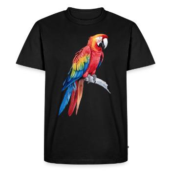 Aquarelle Coloré Écarlate Ara Perroquet Oiseau - T-shirt Premium bio Homme - noir - Devant - Nico (187cm)