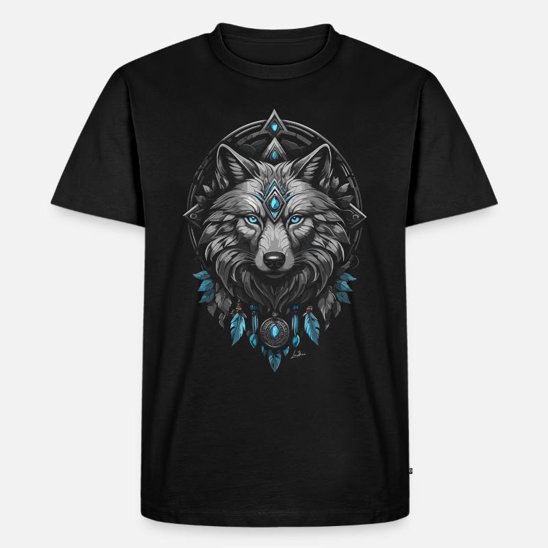 Wikinger Polarwolf - Männer Premium Bio T-Shirt - Schwarz
