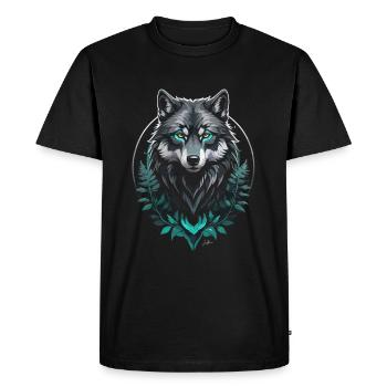 Loup arctique forestier - T-shirt Premium bio Homme - noir - Devant - Nico (187cm)