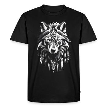 Native American Geometric Wolf - Men's Premium Organic T-Shirt - black - Front - Nico (187cm)