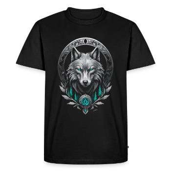 Loup arctique médiéval - T-shirt Premium bio Homme - noir - Devant - Nico (187cm)
