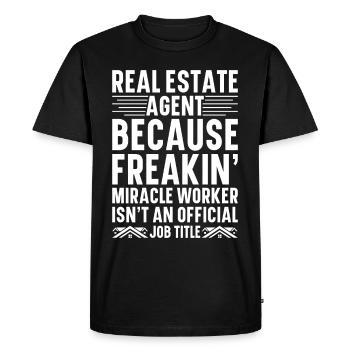 Agent immobilier Courtier immobilier Agent immobilier Agent immobilier - T-shirt Premium bio Homme - noir - Devant - Nico (187cm)