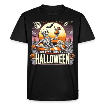Drôle de squelette attendant halloween T-Shirt - T-shirt Premium bio Homme - noir - Devant - Nico (187cm)