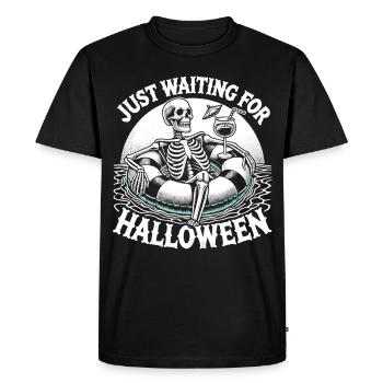 Squelette détendu Halloween attendant Halloween - T-shirt Premium bio Homme - noir - Devant - Nico (187cm)