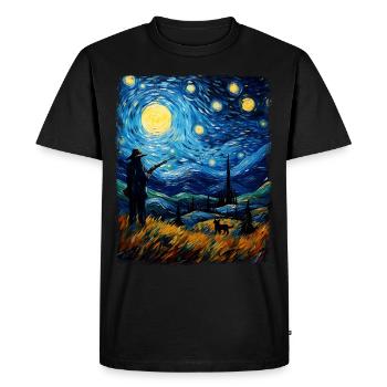 Coyote Hunt Coyote Hunter Starry Night Painting - Men's Premium Organic T-Shirt - black - Front - Nico (187cm)