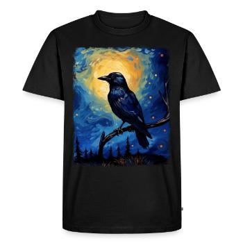 Crow Raven Bird Starry Night Painting - Men's Premium Organic T-Shirt - black - Front - Nico (187cm)